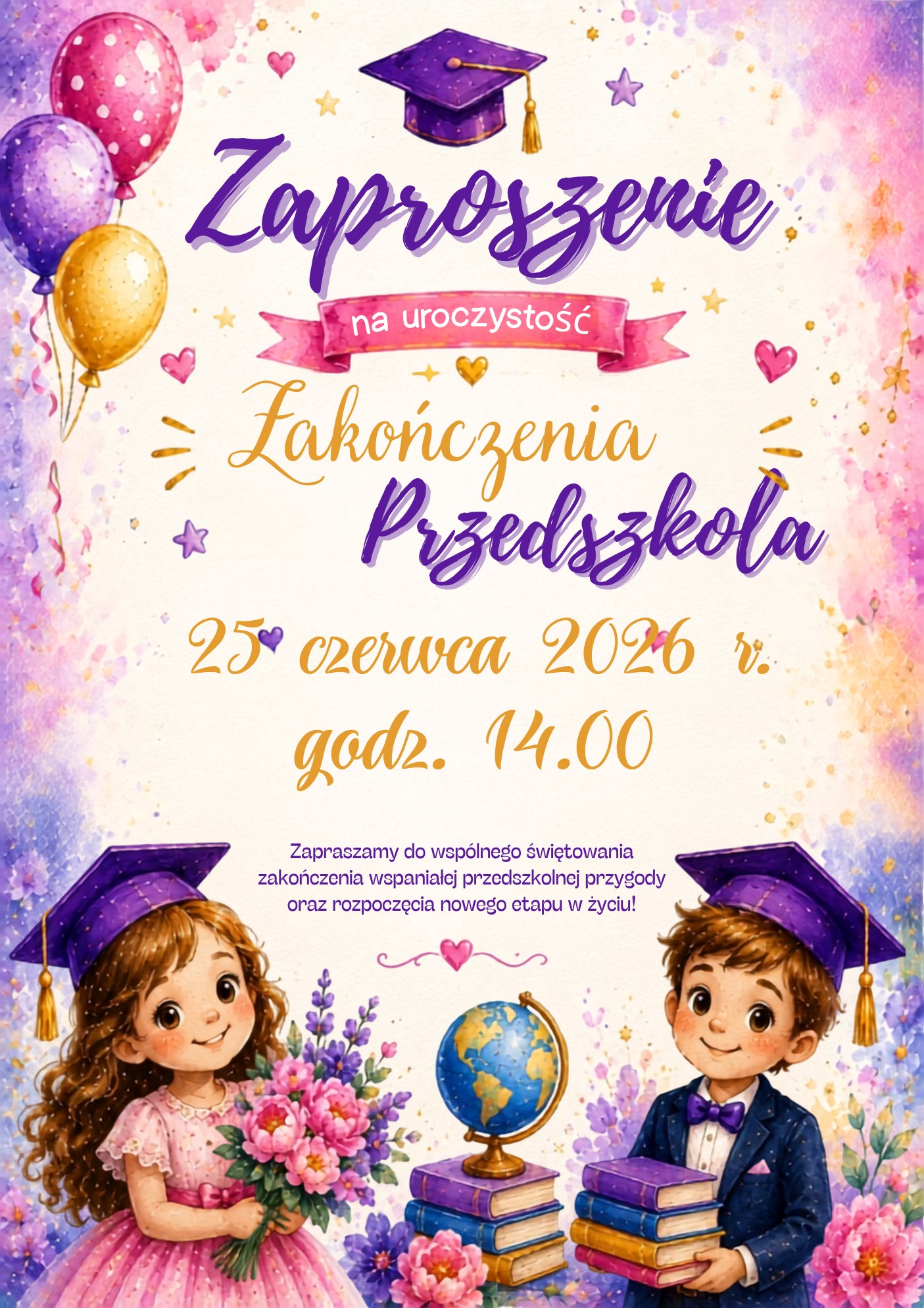 Więcej o: Zaproszenie na Uroczystość Zakończenia Przedszkola