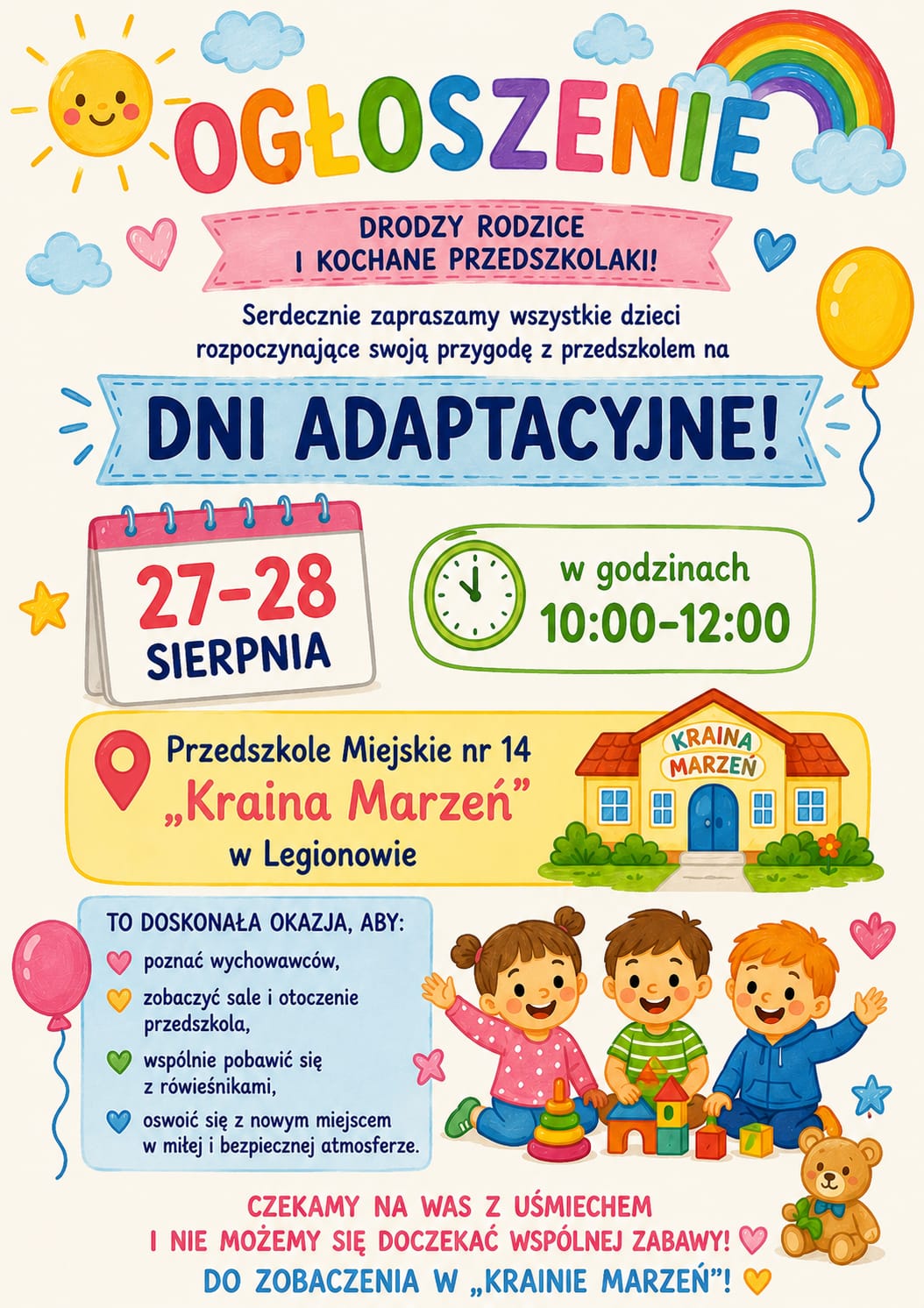 Więcej o: Dni Adaptacyjne w Przedszkole Miejskie nr 14 "Kraina Marzeń"